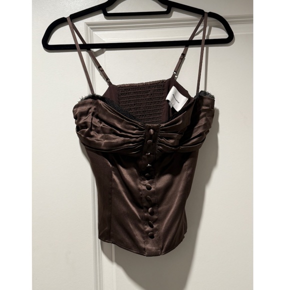 Reformation Ursula Top - 100% Silk- Size 0 (XS) - Dark Brown - Picture 7 of 13